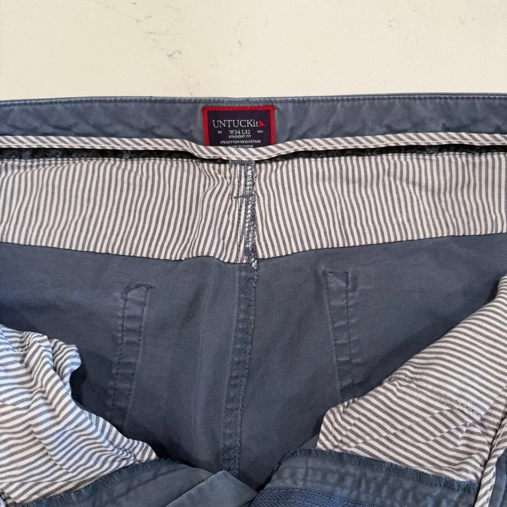 Untuckit Men’s Don Santiago Straight Leg 5 Pocket Pant Blue 34x32